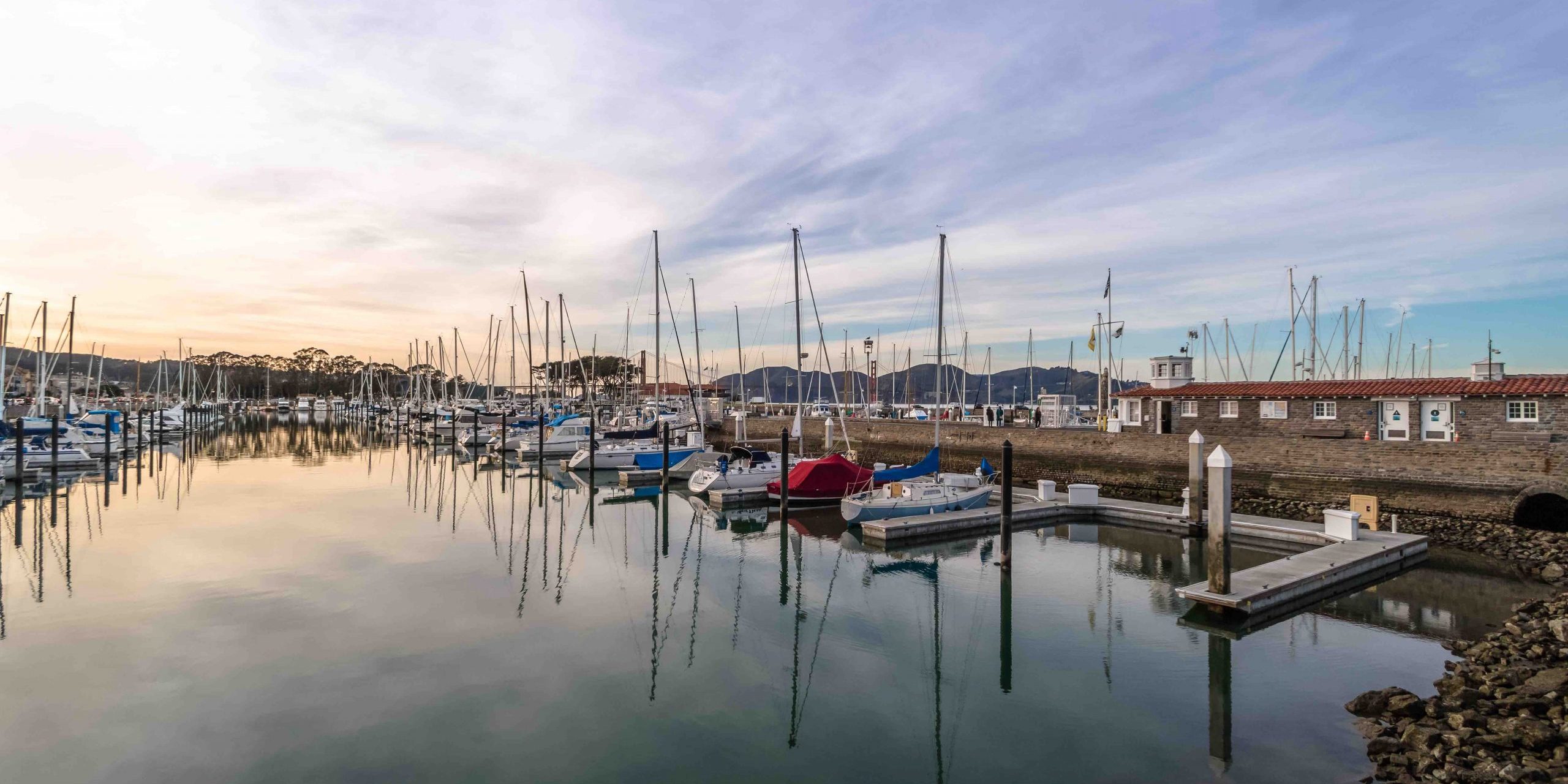 San Francisco Marina Yacht Harbor at Sunset – San Francisco, California, USA